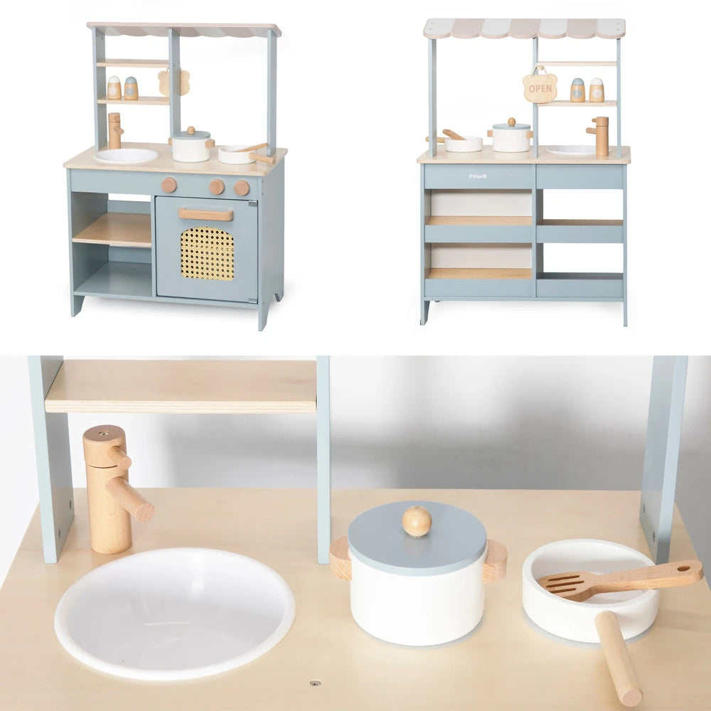 Mercadito y Cocina 2 en 1 - Azul